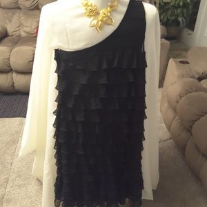MSSP   one shoulder dress with ruffles size S  black